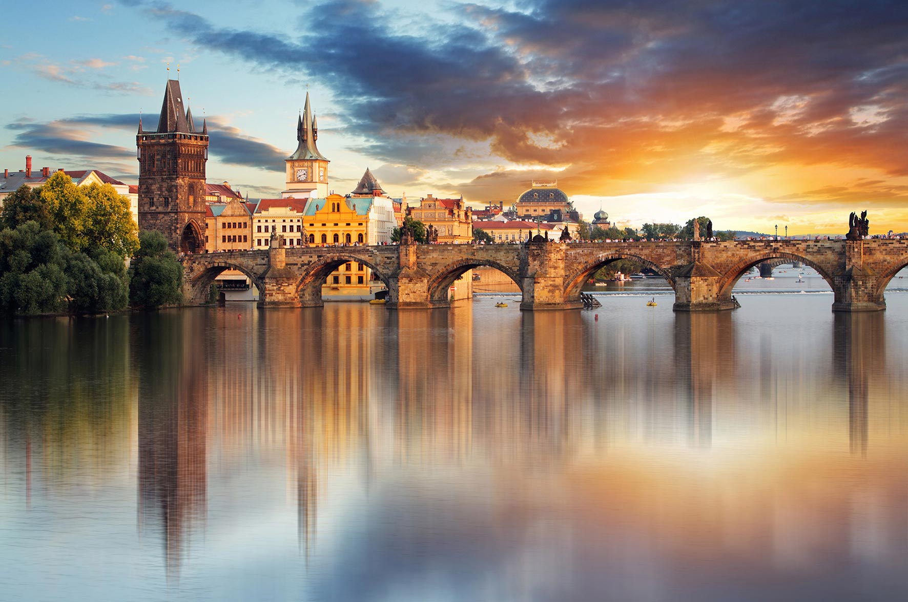 Charles Bridge in Prague at sunset